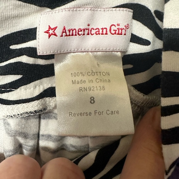 American Girl Size 8 Zebra Print Dress with Purple Bow - Picture 3 of 3